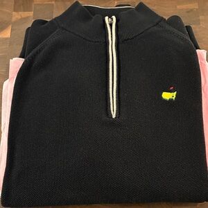 Bobby Jones Black Zip-Up Sweater with Yellow Emblem